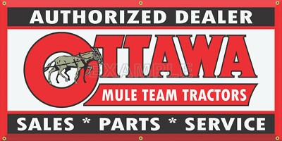 OTTAWA MULE TEAM GARDEN TRACTOR DEALER VINTAGE SIGN REMAKE BANNER VARIOUS SIZES
