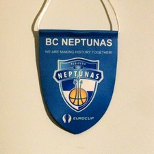 BC Neptunas Klaipeda proporczyk, proporczyk noszony na mecz, 10 x 12 cm, koszykówka, nowy