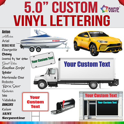 5 Inch Custom Vinyl Lettering Numbers Transfer Decal Sticker Boat Window Glass