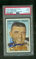 Curt Simmons 2016  Topps Heritage Real Ones On Card Autograph PSA 9 Mint