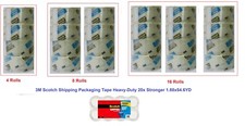 3M Scotch Shipping Packaging Tape Heavy-Duty 20x Stronger 1.88x54.6YD 4, 8 Rolls