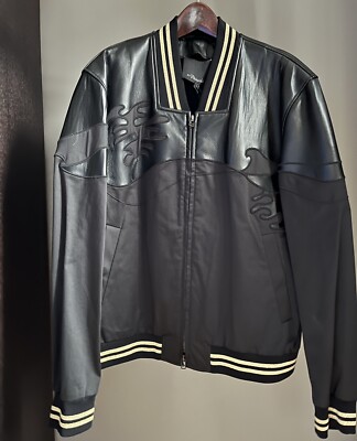 3.1 phillip lim mens bomber jacket black/gold trim, size large