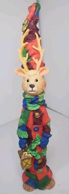 Giftcraft Holiday 1996 Polystone Reindeer Tall  Painted Pencil Figure Christmas