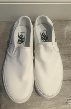 VANS Classic Slip-On White Canvas Slip-On Low Top Sneakers Womens 11 NEW