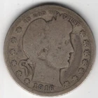 1916 D BARBER QUARTER DOLLAR 90% SILVER DENVER MINT 25¢ UNITED STATES AMERICA