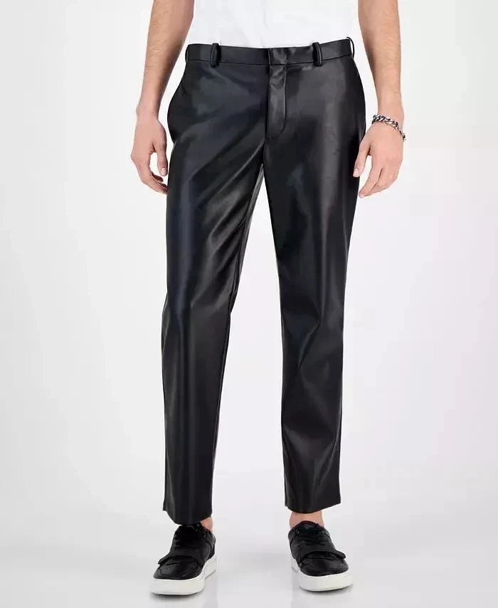 Stylish Black Men's Leather Formal Pant Real Soft Lambskin Leather Handmade