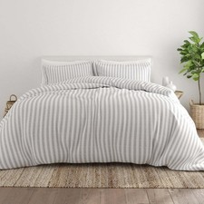 3-Piece Duvet Cover Set Light Gray Puffed Rugged Stripes King/Cal King Bedding