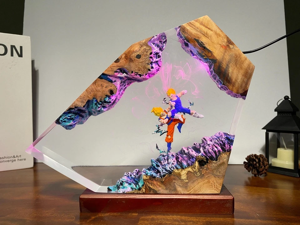 Lámpara de resina Goku vs Vegeta, lámpara de resina Dragon Ball, regalo único Foto 4 de 4