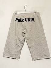 Y2K 2008 Victoria Secret PINK UNIV 1986 Felt Patch Capri Sweatpants Grey Small