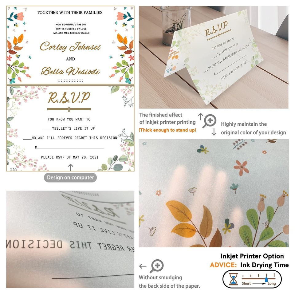 Thick Translucent Vellum Paper, Oplymio 42 Sheets 167GSM Printable ...