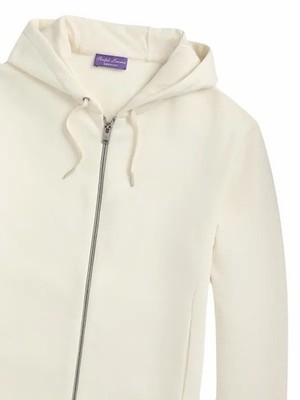 Ralph Lauren Purple Label Ivory Cashmere Wool Full Zip Hoodie Unisex Size S