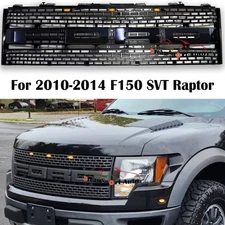 Front Grille for 2010-2014 Ford F150 SVT Raptor Replacement Grill w/letters/LEDs