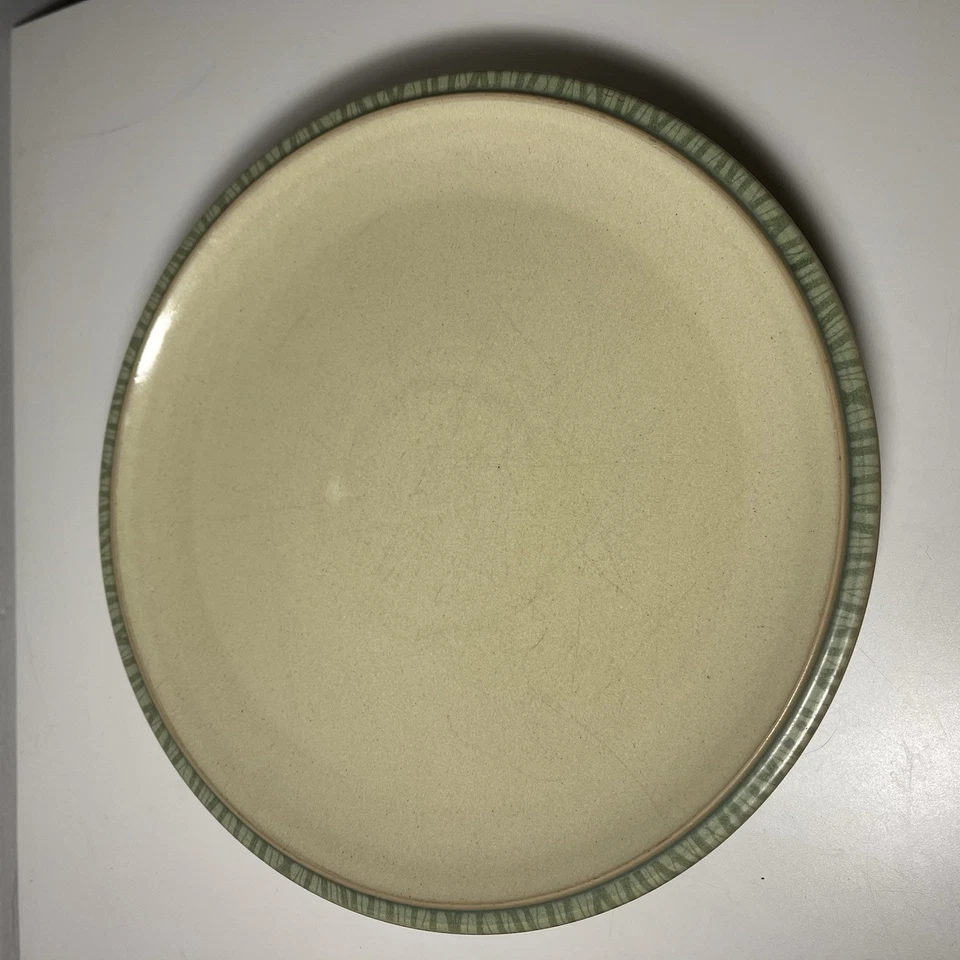 3 x Denby Calm Side Plates (23cm) Stoneware Plates Light Green Stripe - Image 2 of 4