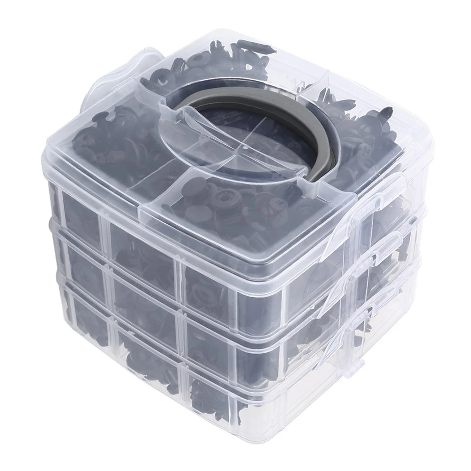 1/2 juego 650 piezas de sujetadores de plástico para carrocería de automóvil clips de ajuste de empuje pasador remache kit de parachoques D Foto 3 de 4