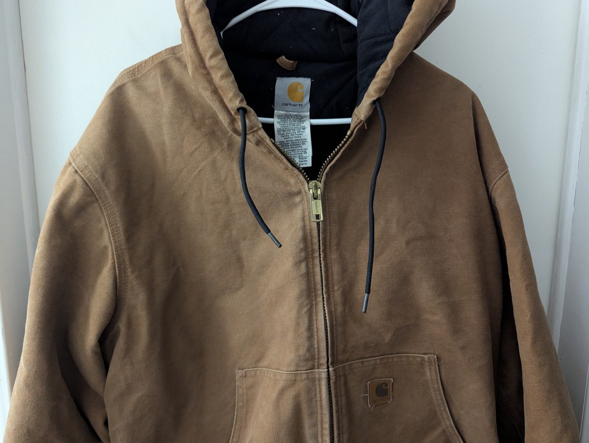 CARHARTT J130 Men's L Large Brown Washed Duck Quilted Lined ACTIVE