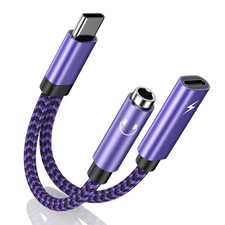 USB C Samsung S25 Edge Headphone Adapter for Galaxy S24 S23 FE S22 Purple