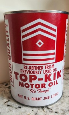 Vintage Late 1960s TOP KIK Motor Oil Can BANK 1 Quart Davis Refining Florida FL