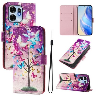 For OPPO Sony Xiaomi Butterfly Tree Card Wallet Case Flip Stand Magnetic Cover