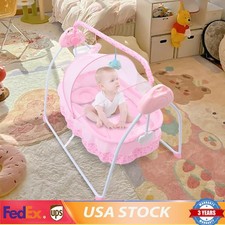 Electric Bluetooth Baby Cradle Swing Bassinet Rocking Crib Infant Bed Portable 