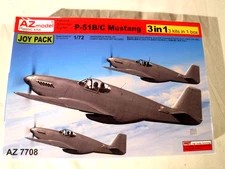 1/72 AZ Models 3 Mustangs 1 Box 1 P 51B Canopy &2 P 51B/C Mustang Malcolm Canopy