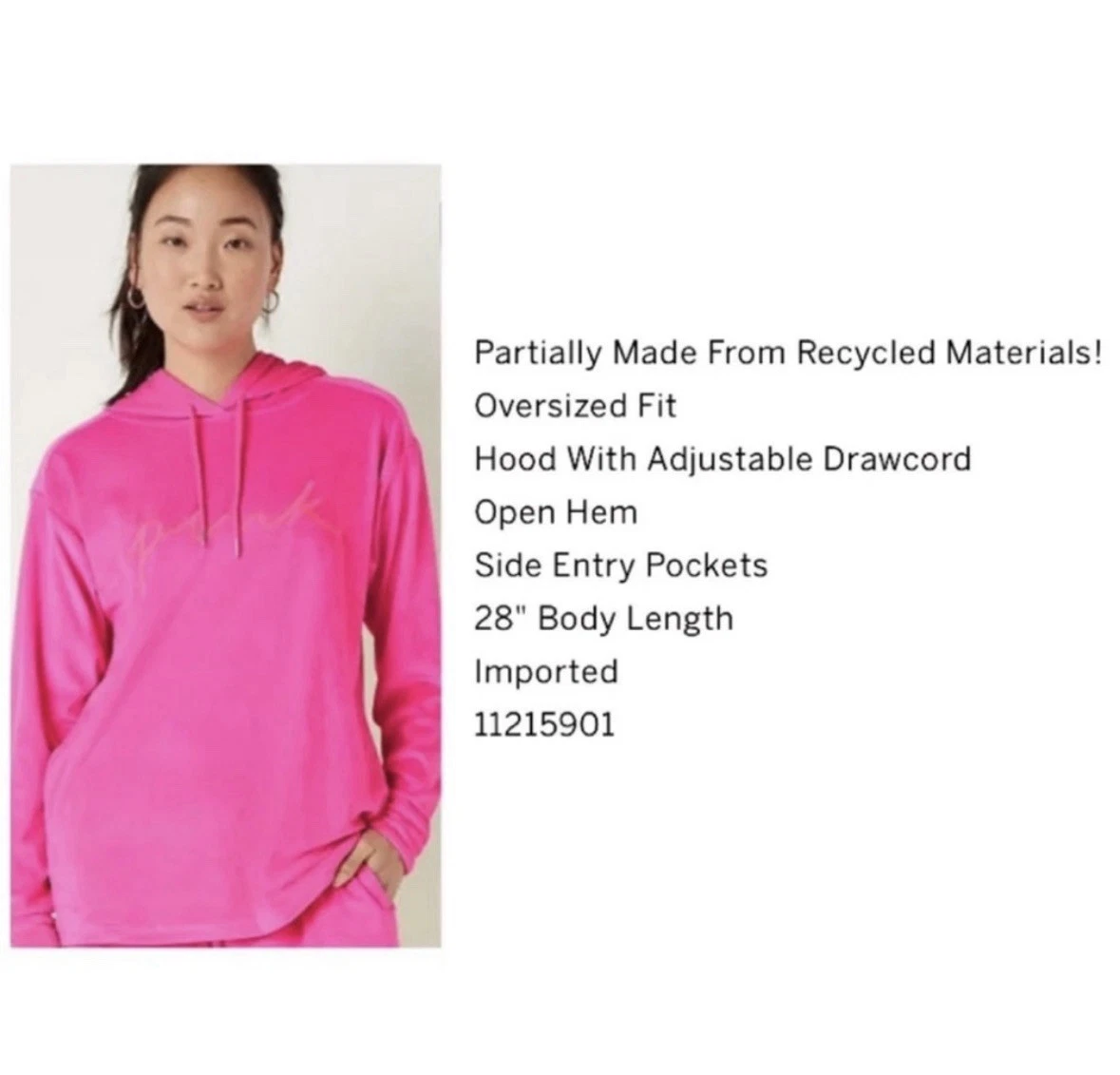 UNDERCOVER Felpa con cappuccio VS PINK Velour Campus XL splendida camicia rosa atomica XL oversize NUOVA