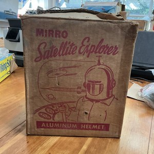 Rare Mirro Satellite Explorer Aluminum Space Helmet In Original Corrugated Box!