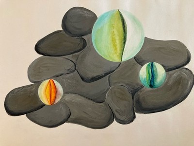 Belle Painting Abstract Surreal Gouache Paper 1980 to Identify Abstraction