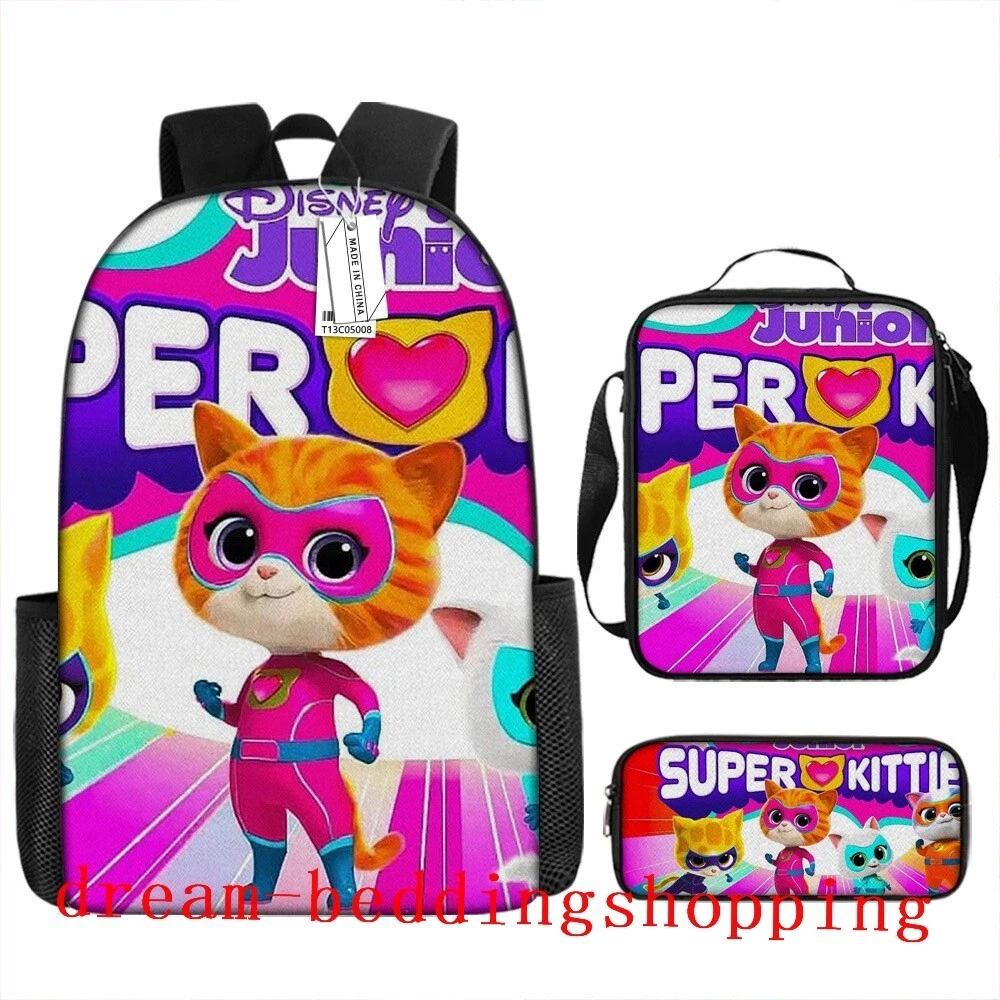 Superkitties Backpack Set, School Bag Lunch Bag Pencil Case