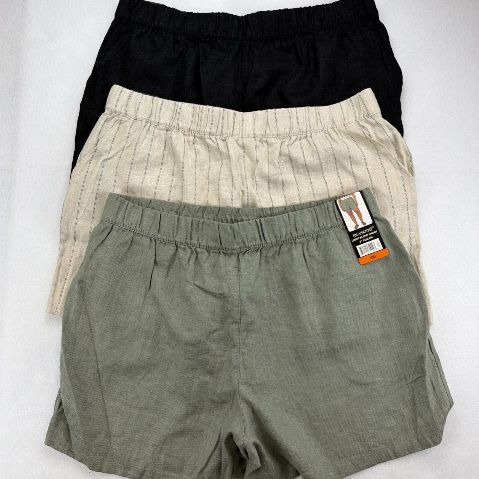 Lot Of 3 BLANKNYC Womens Shorts Linen XXL Pull-On Pockets Relaxed 5” Inseam NWT