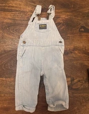 Vintage Oshkosh Corduroy Overalls Gray Paper Tag 24mo. USA
