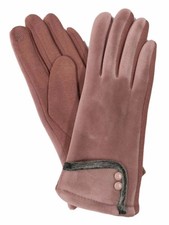 Womens Dusty Rose Pink Velvet Stretch Fit Text  Tech Touchscreen Gloves