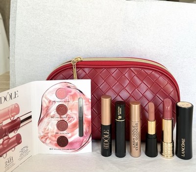 7PC LANCOME Set/Lipsticks/Lip Idole/Hypnose Drama/Idole Lash Mascara/Red Pouch