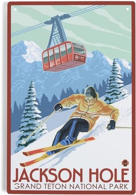 Lantern Press Jackson Hole Wyoming Tin Metal Signs Home Décor 8x12 
