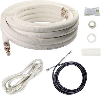 25 Ft Mini Split AC Line Set - 1/4 & 3/8 Inch Copper Pipes with Insulation