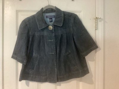Baccini Women s Bolero Swing Jacket Size L  3/4 Sleeve Cotton Blend