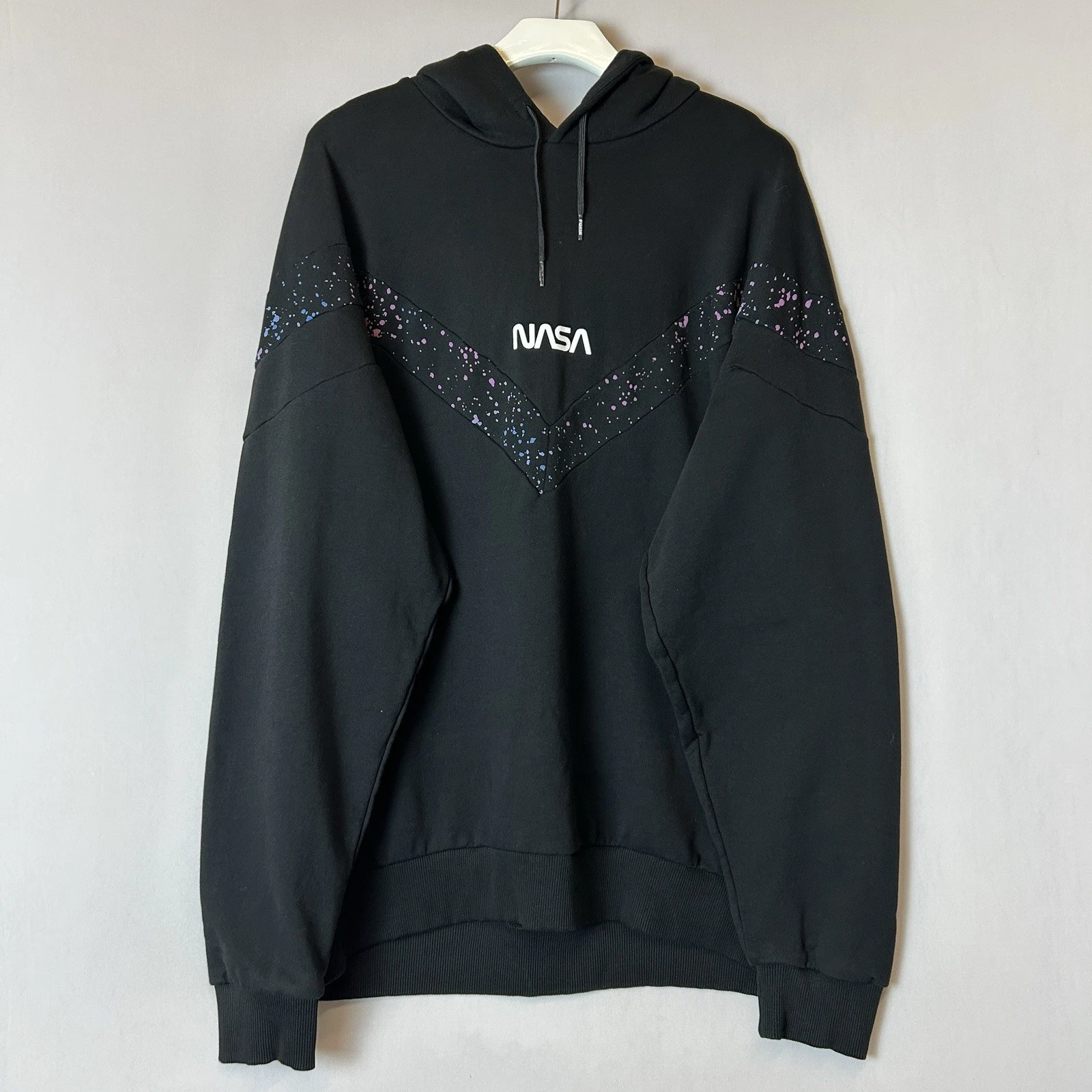 Puma X NASA Space Sweatshirt Hoodie Womens XXL Black Pullover Drawstring Pockets