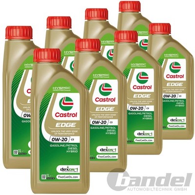 8x 1L CASTROL EDGE C5 0W20 MOTORÖL passend für OPEL OV 040 1547 A20 MB 229.71
