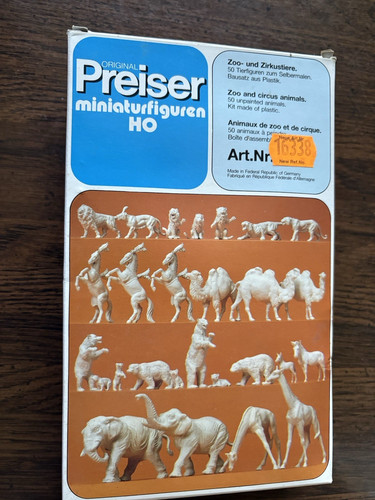 Animales de zoológico y circo Preiser #3338 - HO, 50 piezas sin pintar | Zustand: Used