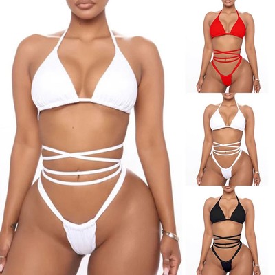 Schnür Bikini Sommer Strand Outfit Schwimmen Party Outfit Beachwear für Damen