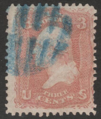 Scott #65 Used 3 Cent Rose 1861-62 Blue Fancy Cancel 65SP14-54