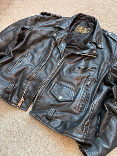 80s 90s Vintage Biker Punk Unik Motorcycle Jacket Size 50 - Picture 2 of 9