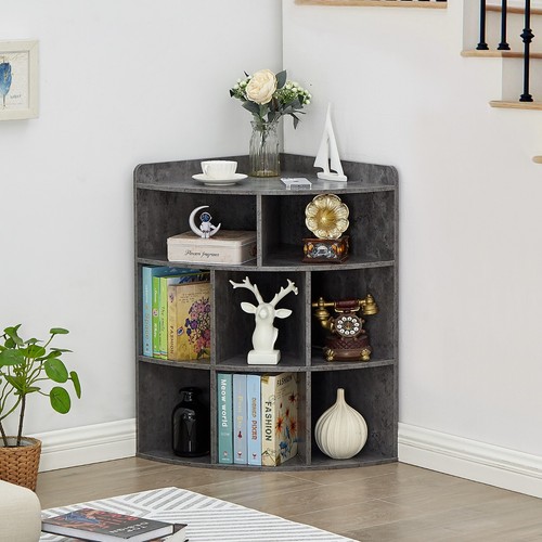 3-Tier Storage Corner Cabinet w/ Charing Station Triangle Wooden Storage Cabinet - Picture 8 of 38