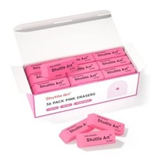 Pink Erasers, 36 Pack Erasers Bulk, Latex-Free, No Smudge, Soft Erasers for