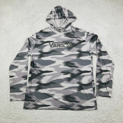 Vans Shirt Mens Large Black Grey Camo Long Sleeve Hooded