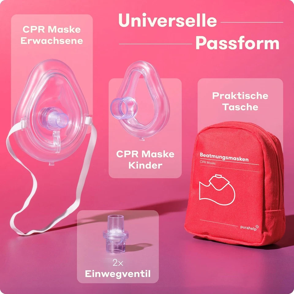 Beatmungsmasken Set Erwachsene/Kinder - CPR Erste Hilfe Notfall Schutz - Bild 3 von 4