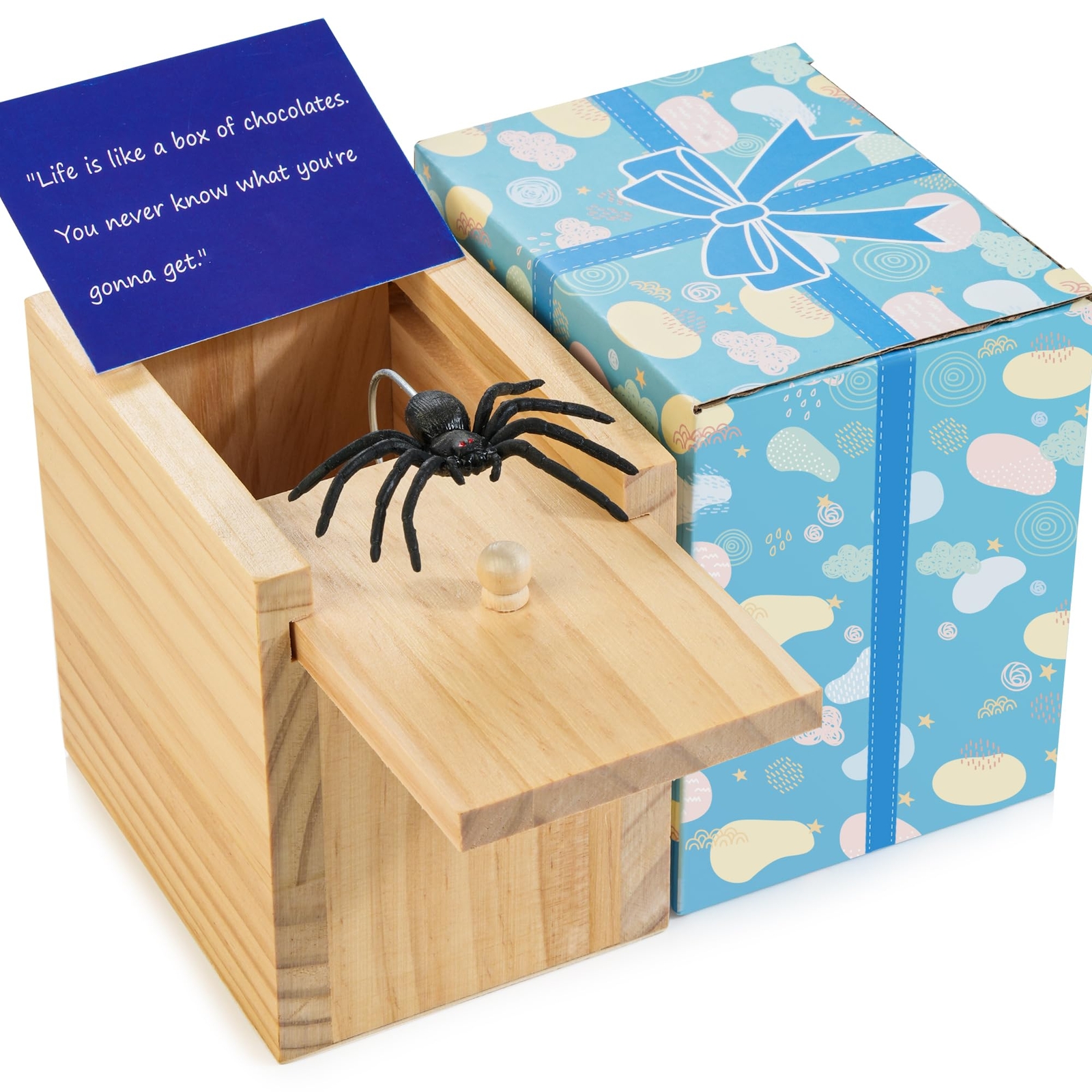 Spider Prank Box for Kids and Adults, Wooden Surprise Box Gags Gift Practical...