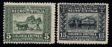 Érythrée 1910-14 Sass. 34, 36 Neuf * MH 100% Sujets africains, 5 cents, 15 cents