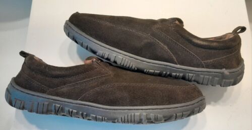 new Clarks Mens Suede Twin Gore Slipper Brown Size 12