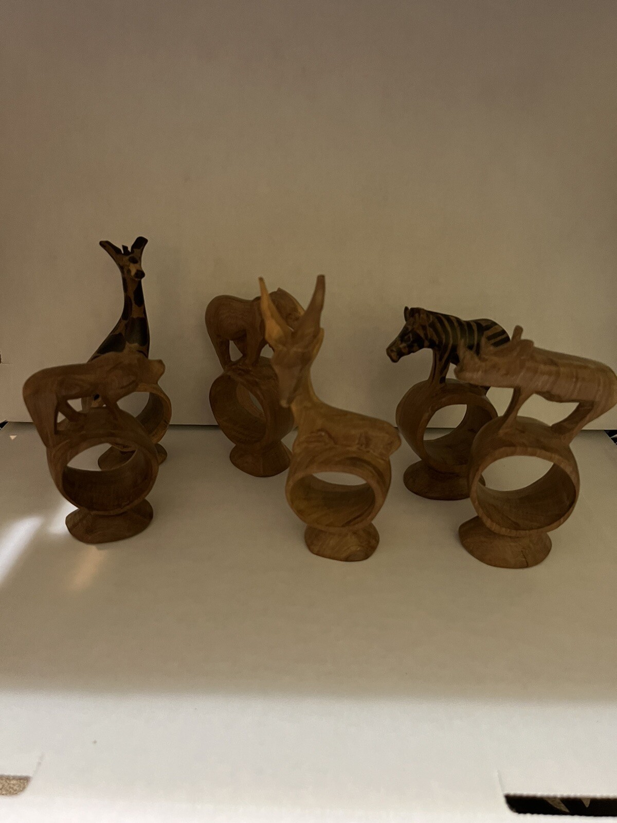 Kenya Hand Carved Wooden African Animal Napkin Rings Set Of Six eBay