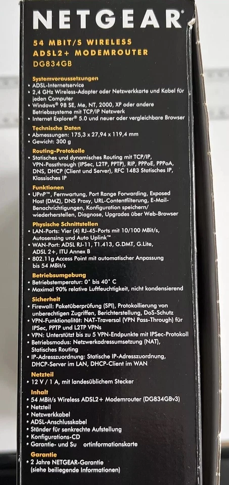 Netgear Wireless ADSL2+ Modemrouter mit 4-Port-Switch DG834GB - Bild 3 von 4